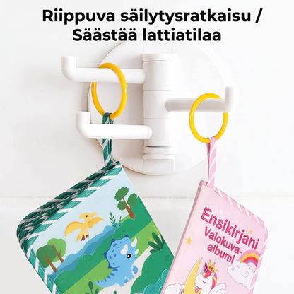 Pehmeä vauvakirja peilillä ja purulelulla