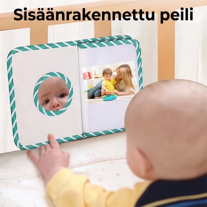 Pehmeä vauvakirja peilillä ja purulelulla