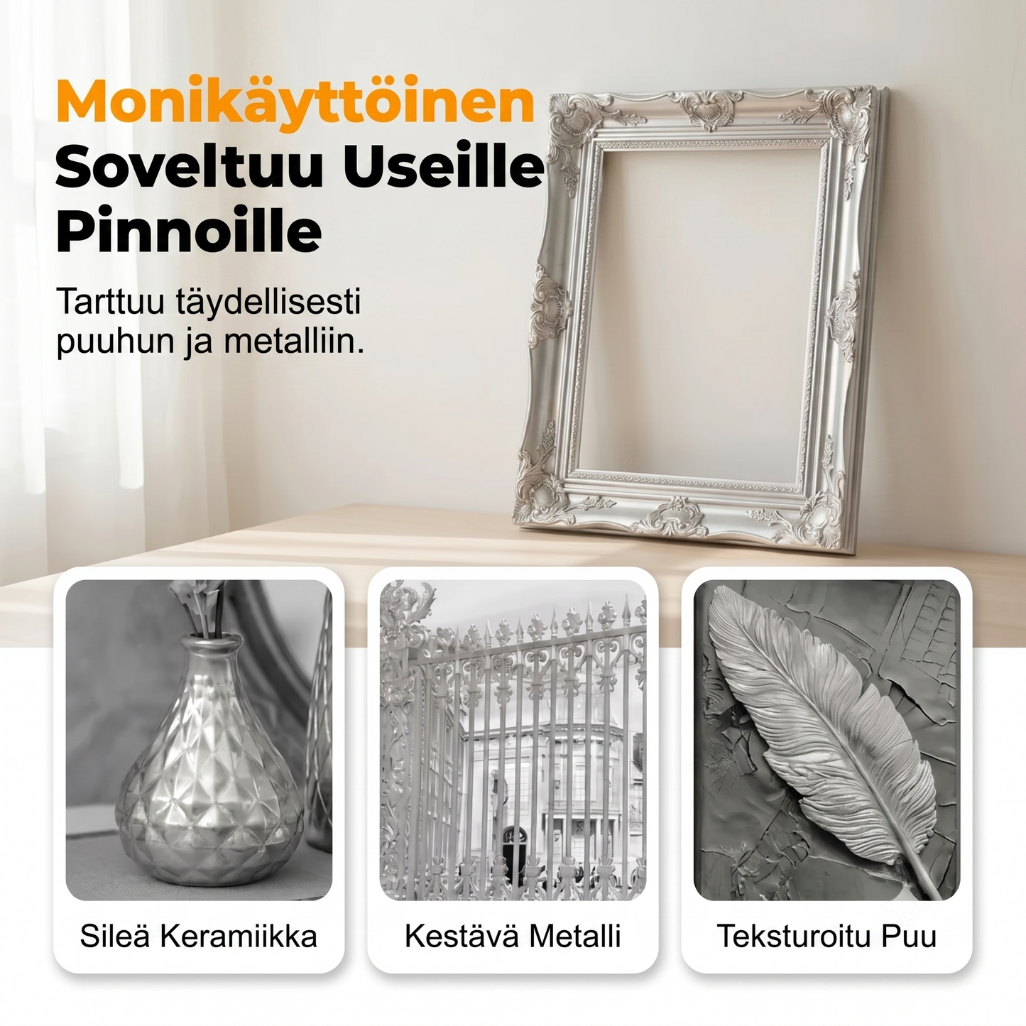 Metallinen hopeamaali tee-se-itse-projekteihin