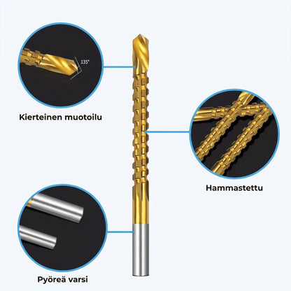 Titaanipinnoitettu HSS-poranteräsarja 6 kpl