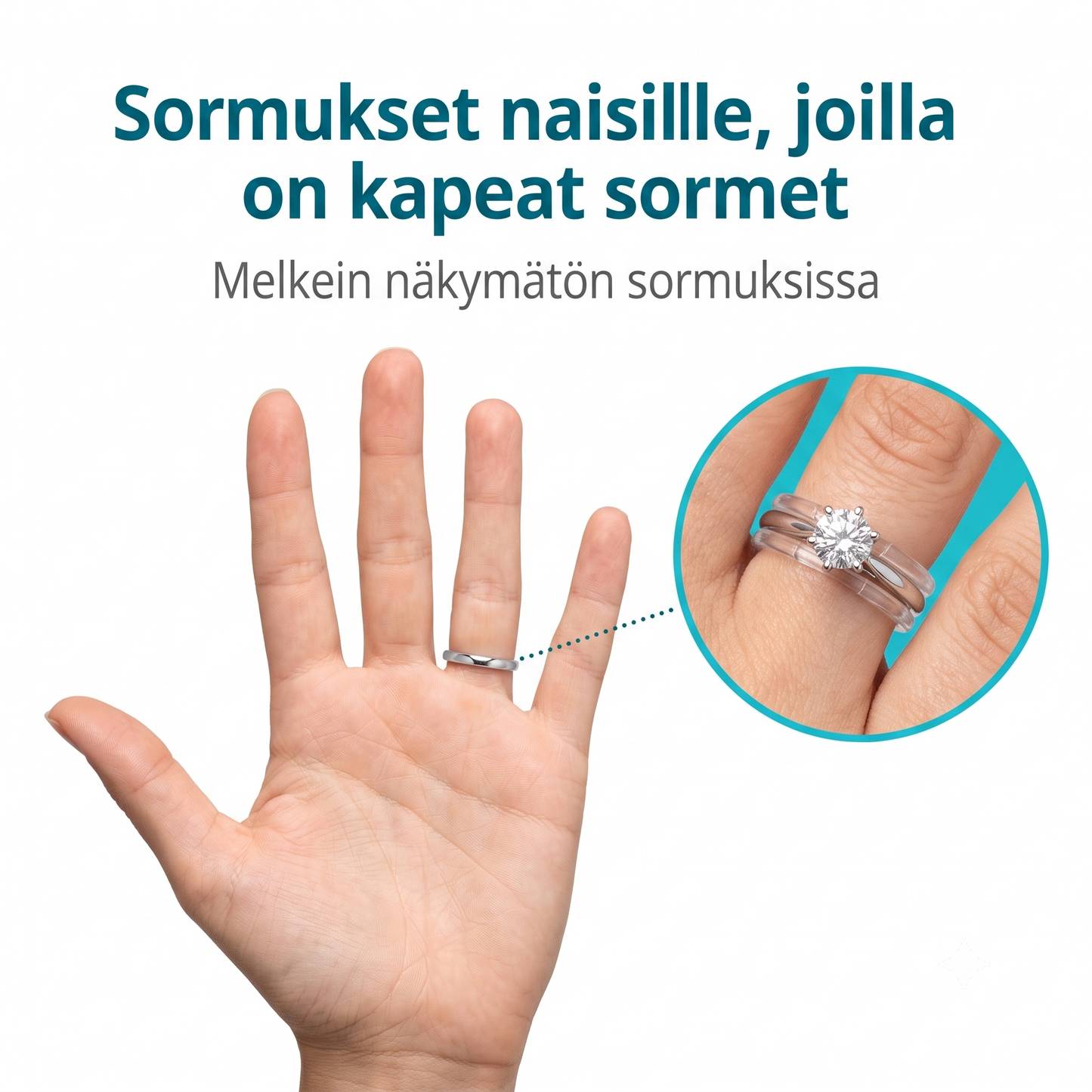 Näkymättömät sormuksen koon säätimet, 8 kpl setti