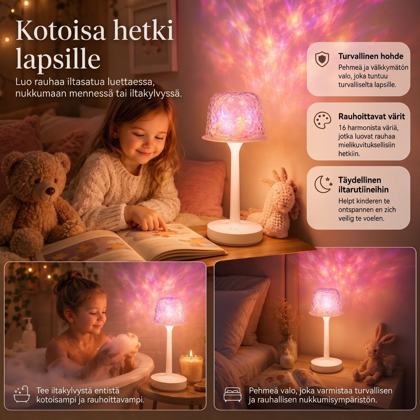 LumaWave kannettava tunnelmavalaisin aaltoprojektiolla