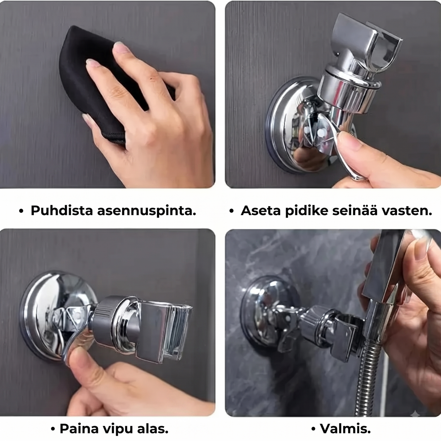 Imukupilla varustettu suihkupään pidike