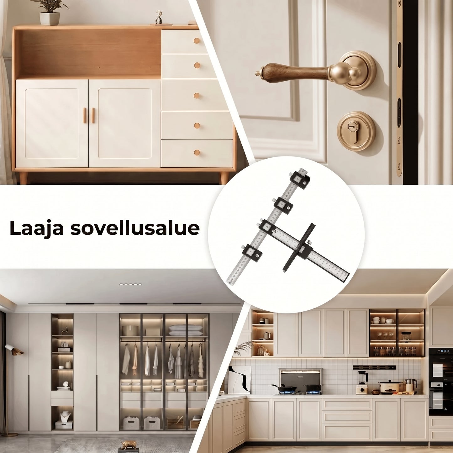 Säädettävä porausohjain mittaviivaimella tarkkaan poraukseen