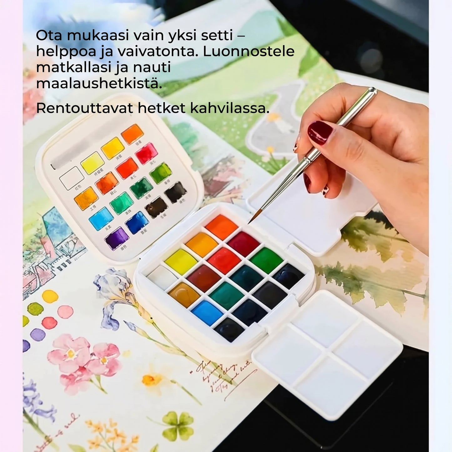 Erittäin kompakti akvarellisetti, 16 väriä