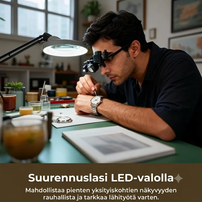 LED-suurennuslasi säädettävällä pidikkeellä