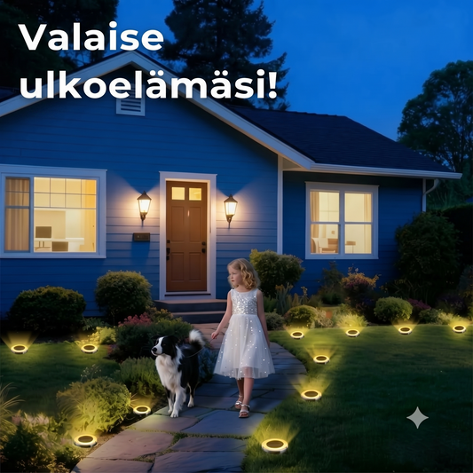 Säänkestävät aurinkokäyttöiset maavalot tähtivaloefektillä