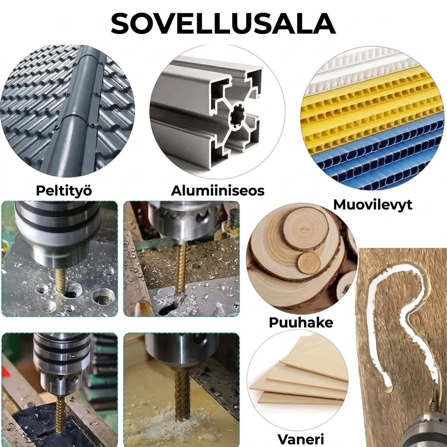 Titaanipinnoitettu HSS-poranteräsarja 6 kpl