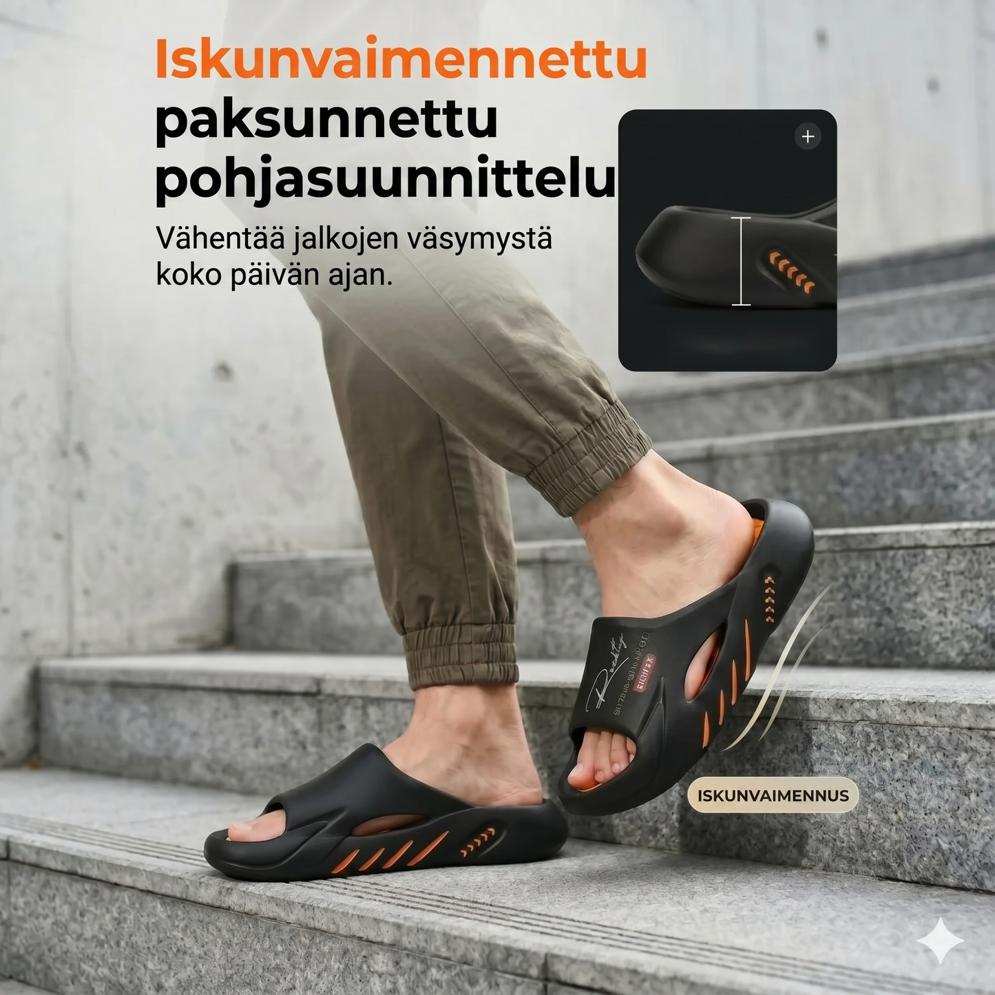Miesten Cloud-sandaalit paksulla liukuestepohjalla