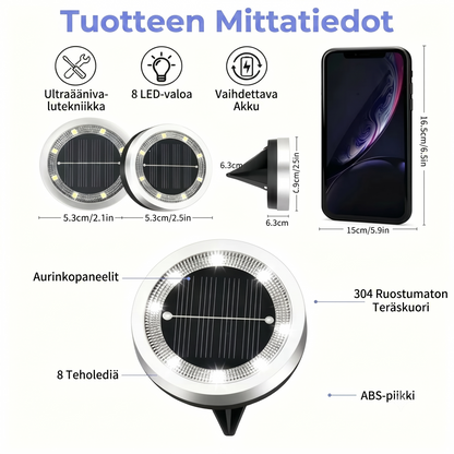 Säänkestävät aurinkokäyttöiset maavalot tähtivaloefektillä