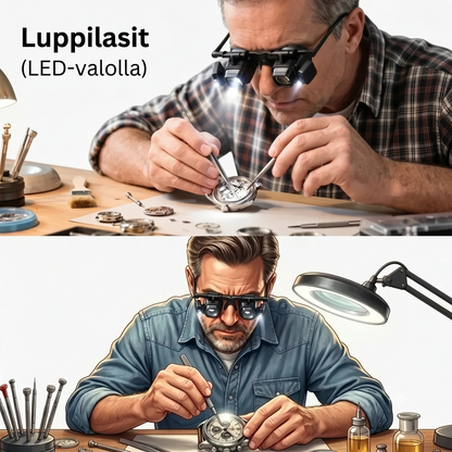 LED-suurennuslasi säädettävällä pidikkeellä