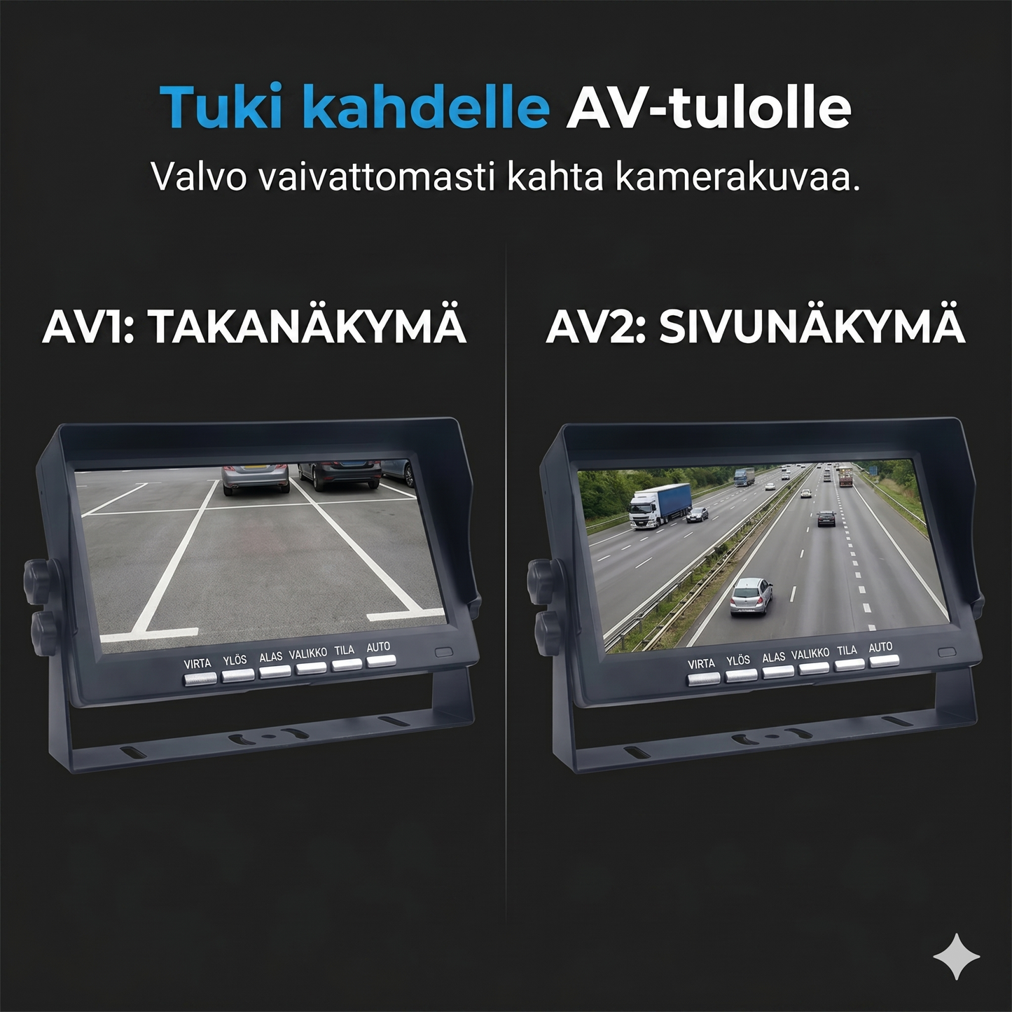 Laadukas langaton peruuttamikamerajärjestelmä 7 tuuman laajakuvanäytöllä