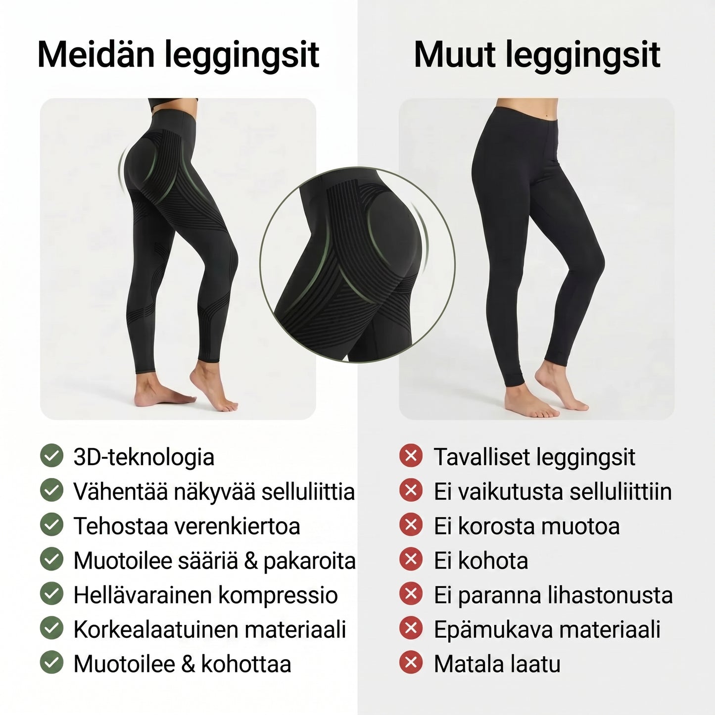 3D Sculpt muotoilevat leggingsit