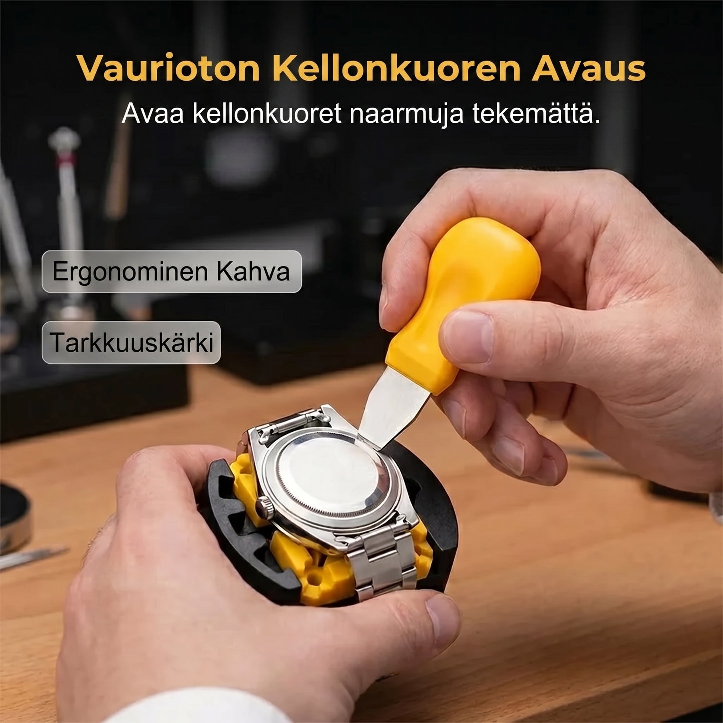 Kellonkorjaussarja rannekkeen ja pariston vaihtamiseen