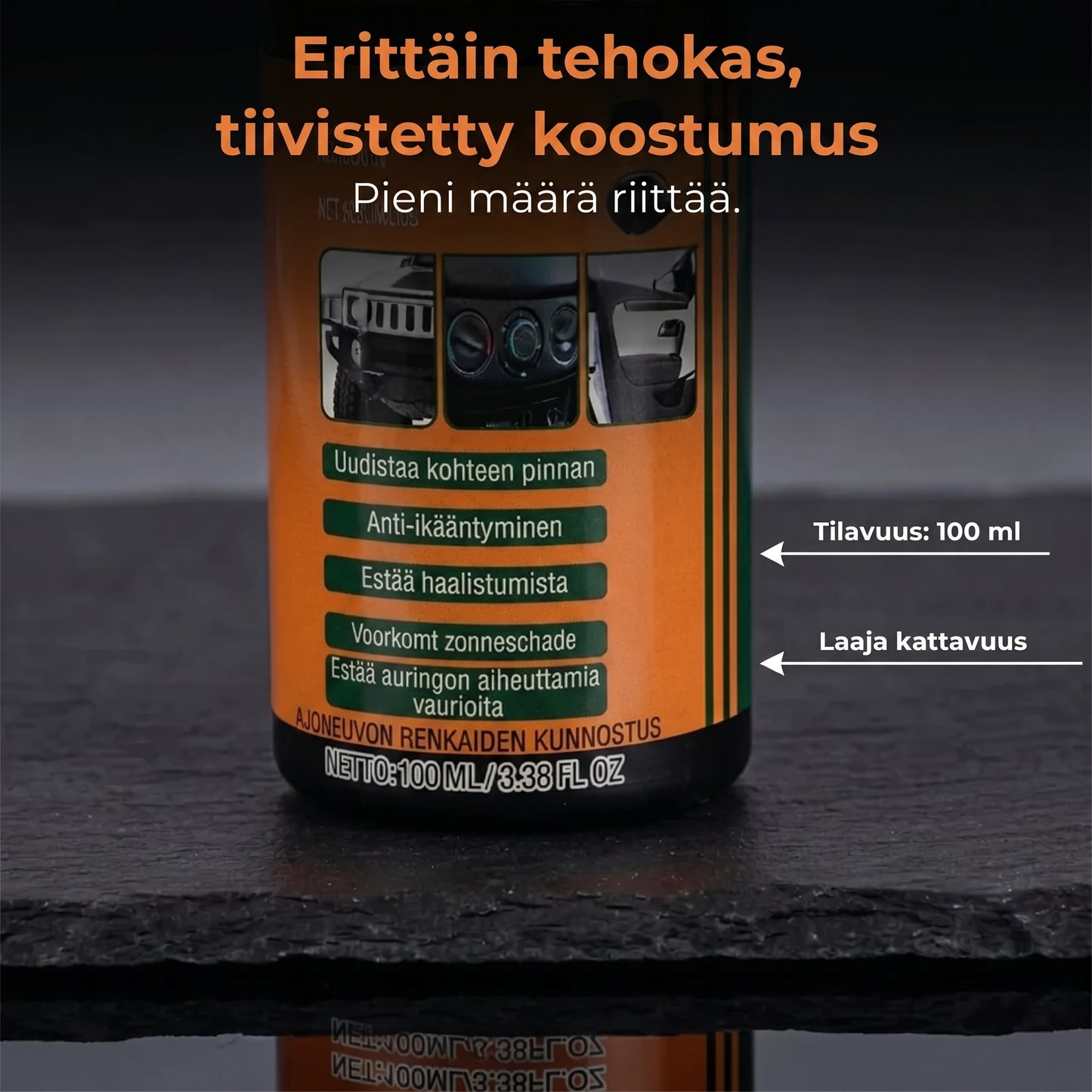 Muovipintojen uudistaja auton sisä- ja ulkopinnoille