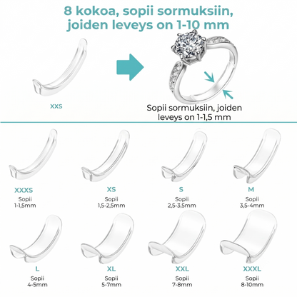 Näkymättömät sormuksen koon säätimet, 8 kpl setti