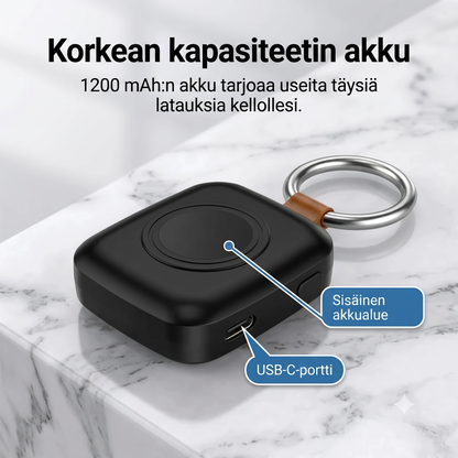 Kompakti magneettinen 1200 mAh:n älykellon varavirtalähde avaimenperällä