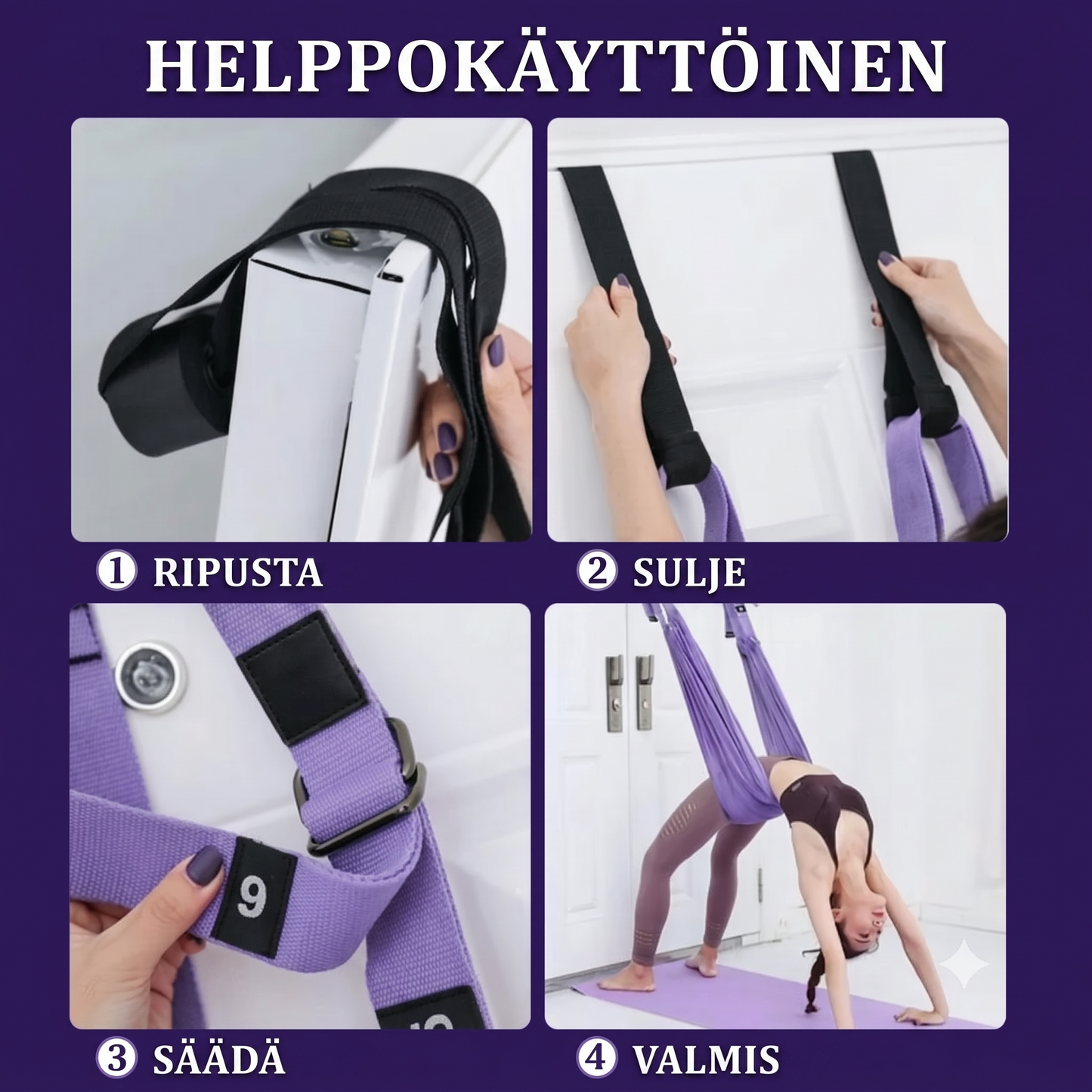 Säädettävä joogavyö venyttelyyn ja asentoon