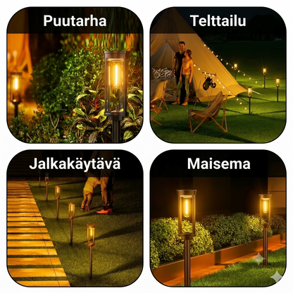 Aurinkoenergiakäyttöinen puutarhavalo – retro-muotoilu, 12–14 tunnin valaistus & IP65-vedenpitävä