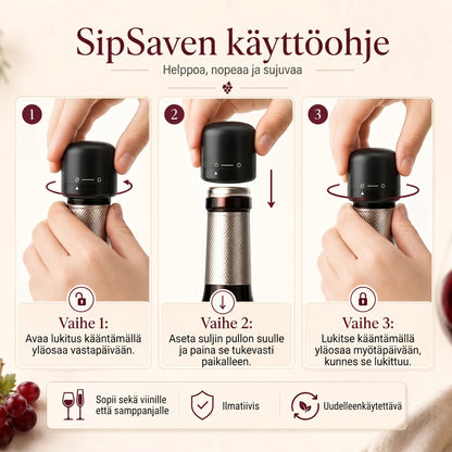Pullojen sulkimet viinille ja samppanjalle 4 kpl