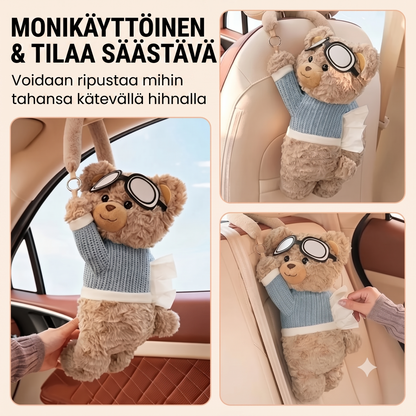 Pehmoinen karhu-nenäliinapidike autoon