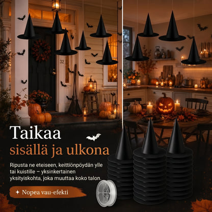 Leijuvat noidanhatut Halloween-koristeluun