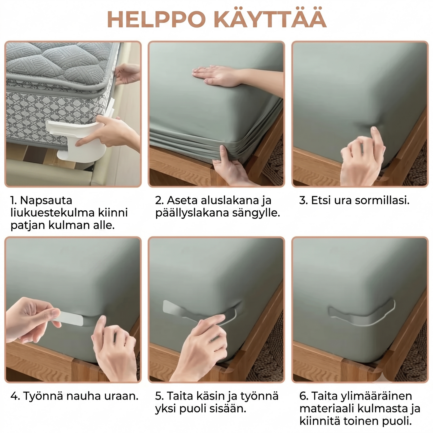 Lakananpidikkeet tiukoille lakanoille (4 kpl setti)