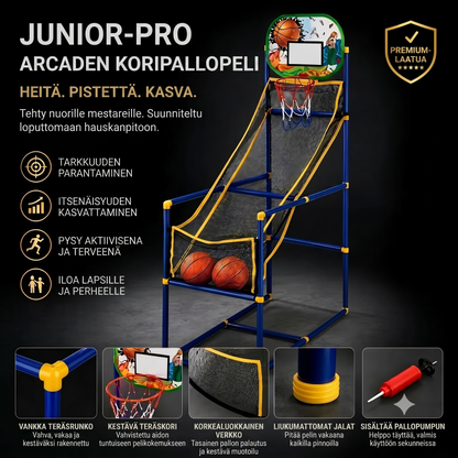 Sisäkoripallosetti neljällä pallolla ja automaattisella pallonpalautuksella