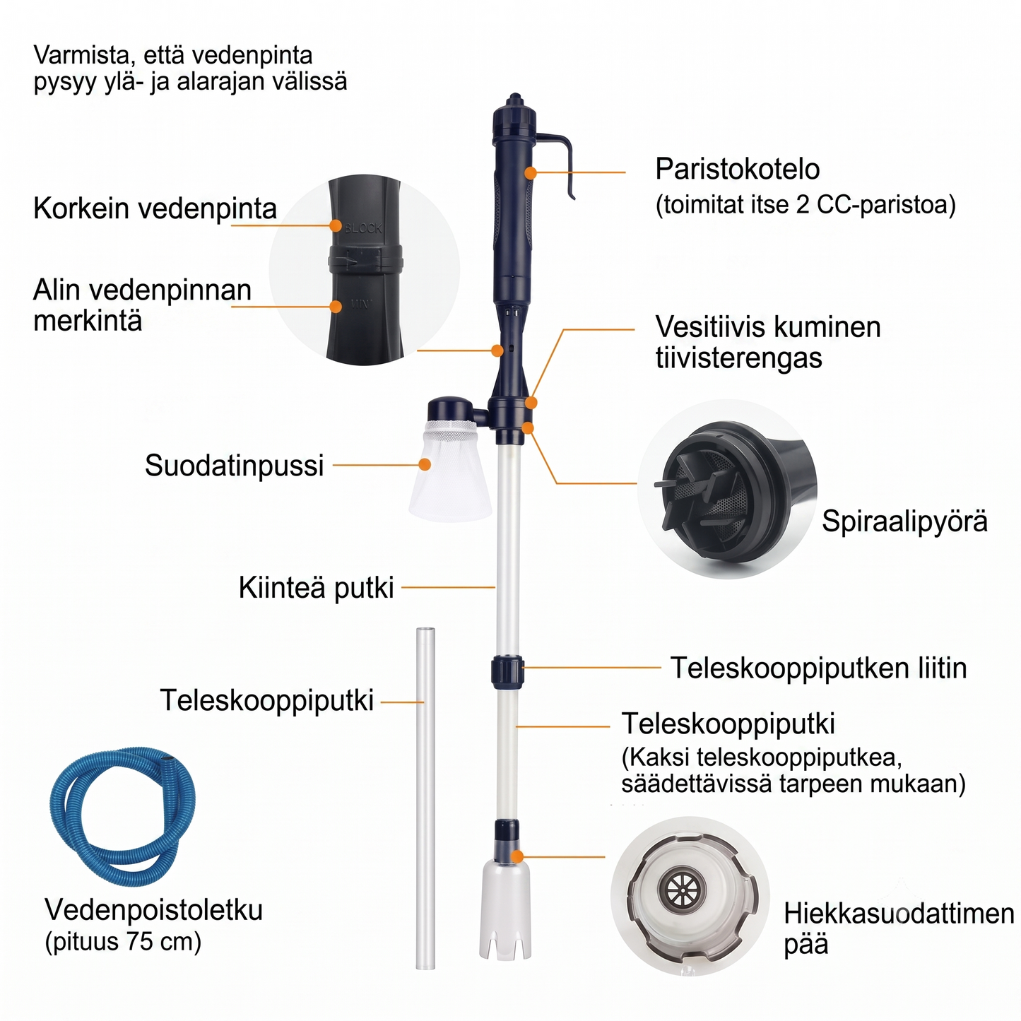 Langaton akvaarion pohjanimuri