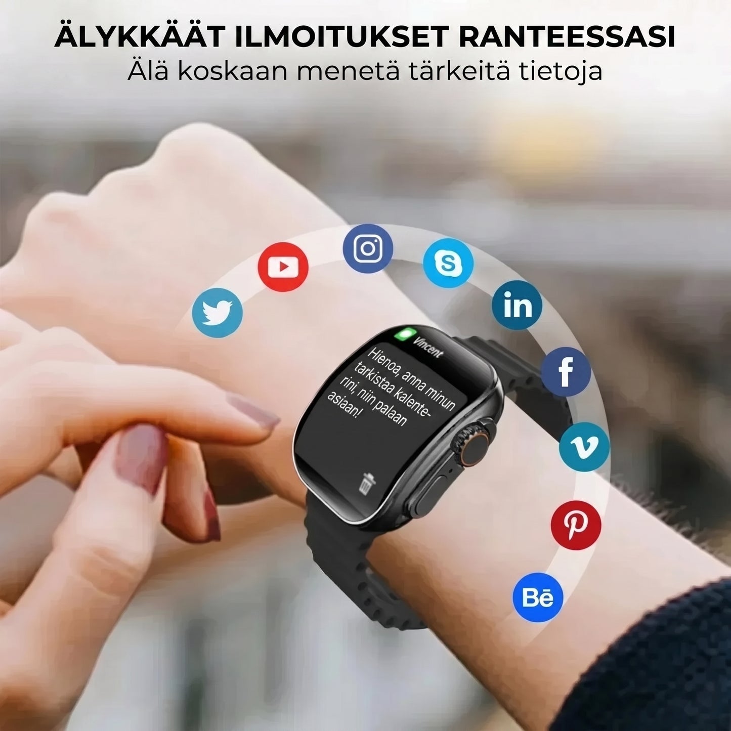 Älykello HD AMOLED näytöllä ja 7 rannekkeella