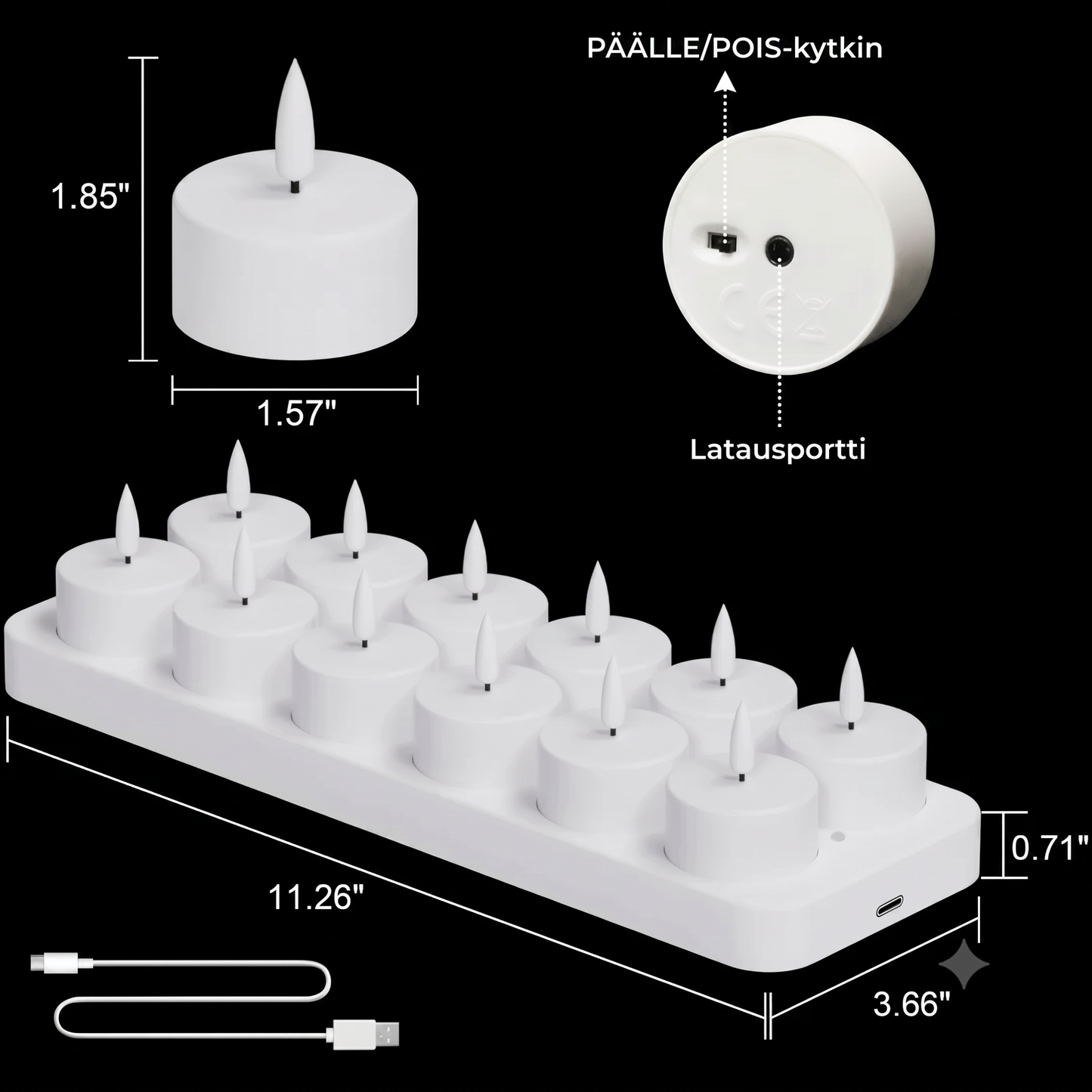 Ladattavat LED-kynttilät