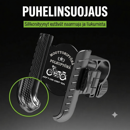 Polkupyörän puhelinteline napsautuskiinnityksellä ja turvalukituksella