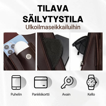 Miesten olkalaukku varkaudenestomuotoilulla