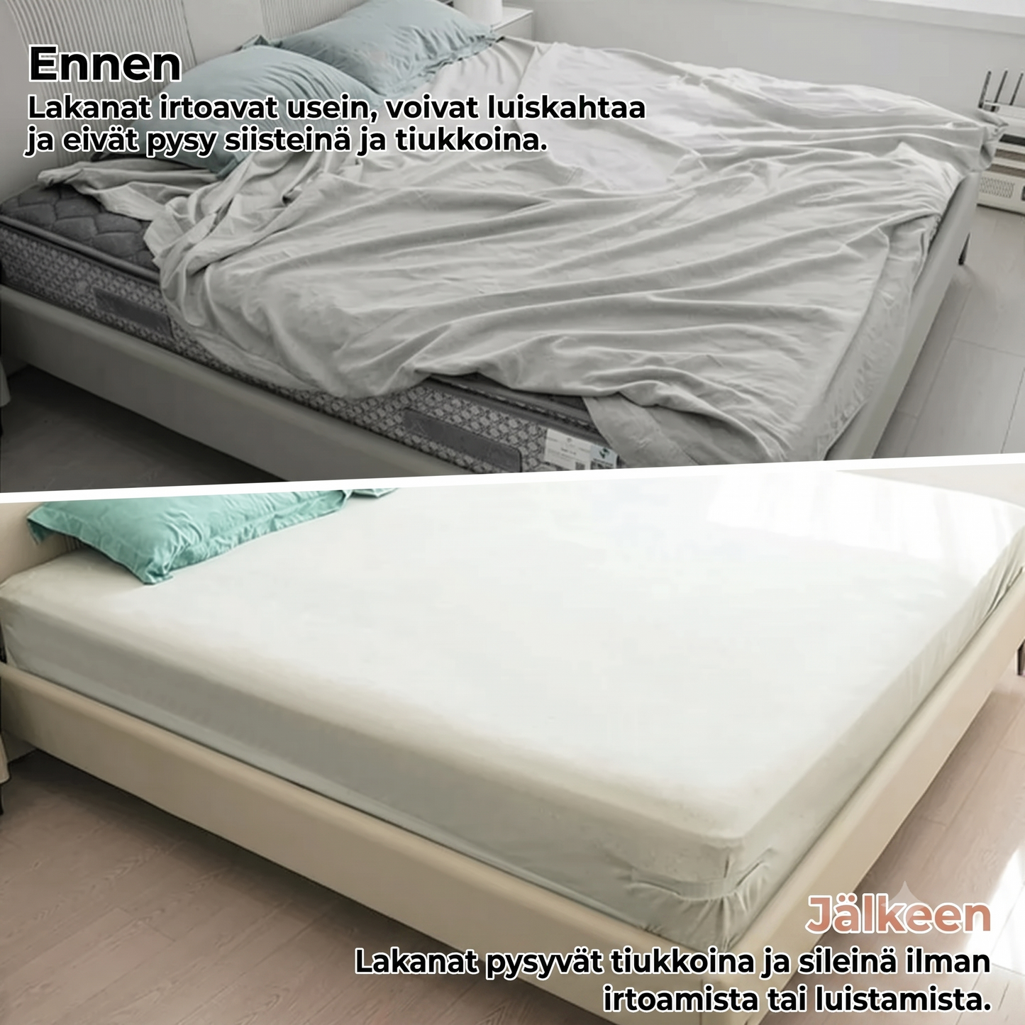 Lakananpidikkeet tiukoille lakanoille (4 kpl setti)