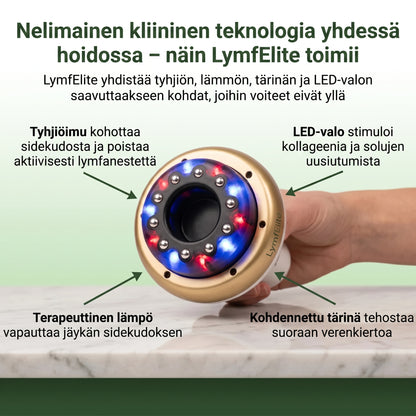 LymfElite-hierontalaite alipaineella lämmöllä ja LED-valolla