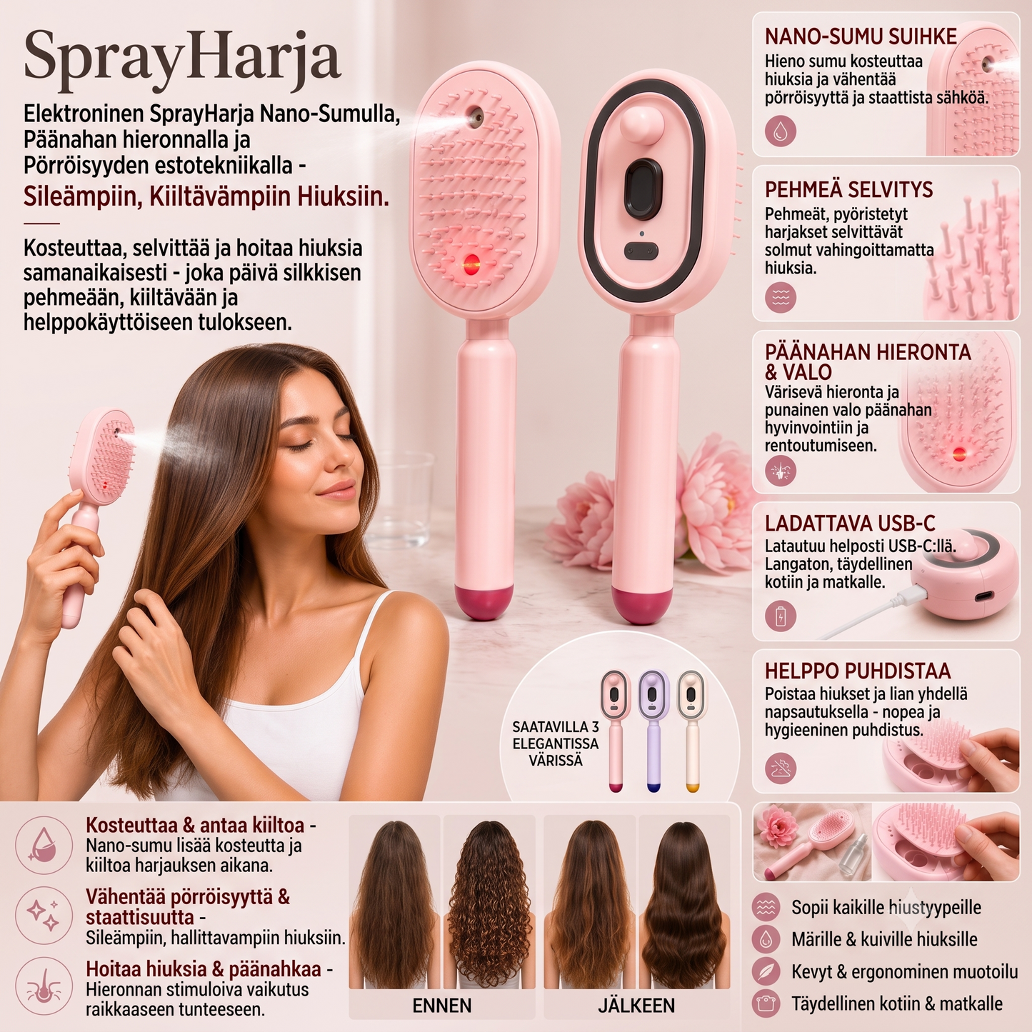 SprayBrush sähköinen suihkuharja nanosumulla