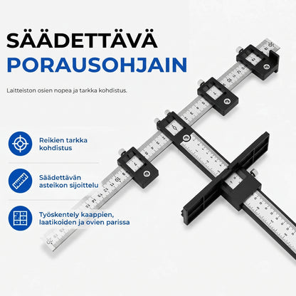 Säädettävä porausohjain mittaviivaimella tarkkaan poraukseen