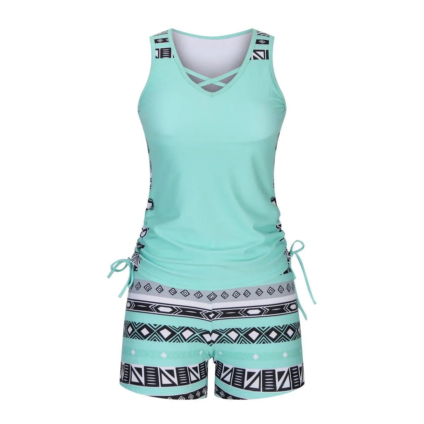 BohoBelle tankini korkeavyötäröisillä uimashortseilla