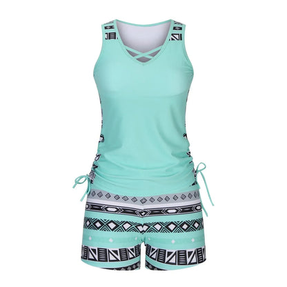 BohoBelle tankini korkeavyötäröisillä uimashortseilla