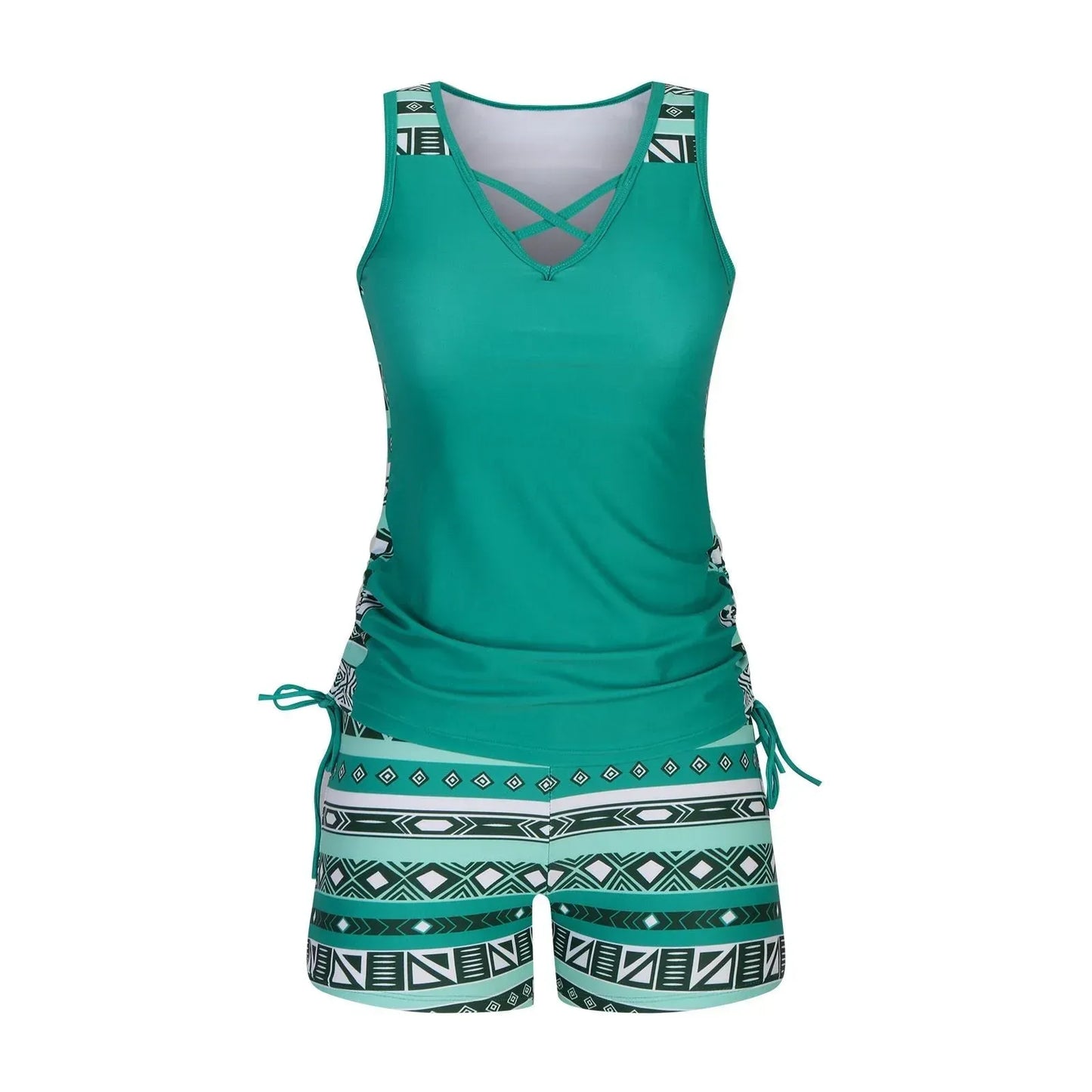 BohoBelle tankini korkeavyötäröisillä uimashortseilla