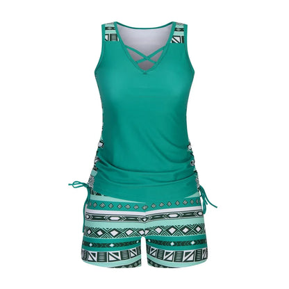 BohoBelle tankini korkeavyötäröisillä uimashortseilla