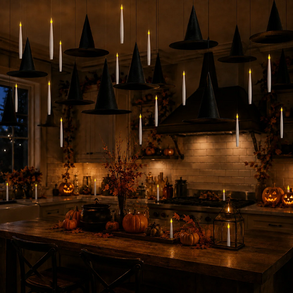 Leijuvat noidanhatut Halloween-koristeluun