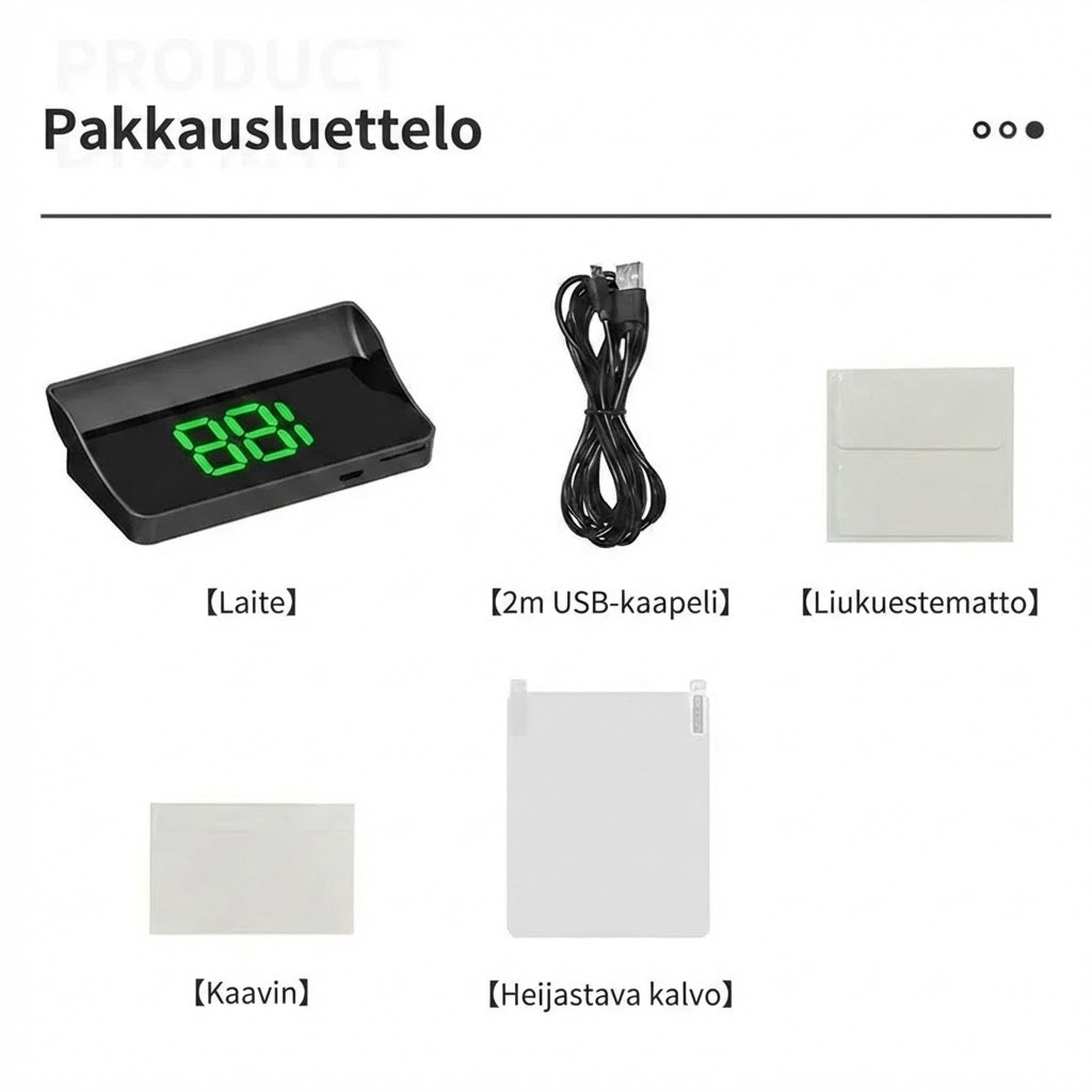 Nopeusmittari heijastusnäytöllä