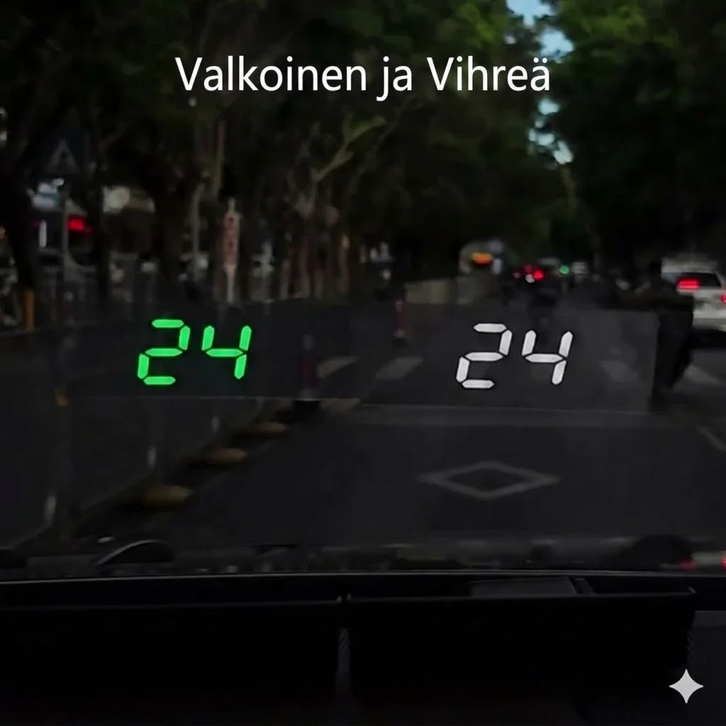 Nopeusmittari heijastusnäytöllä