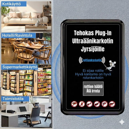 Tehokas pistorasiaan kytkettävä ultraäänituholaiskarkotin